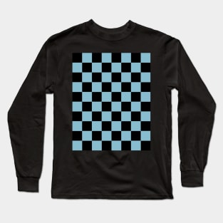 Non Photo Blue and Black Chessboard Pattern Long Sleeve T-Shirt